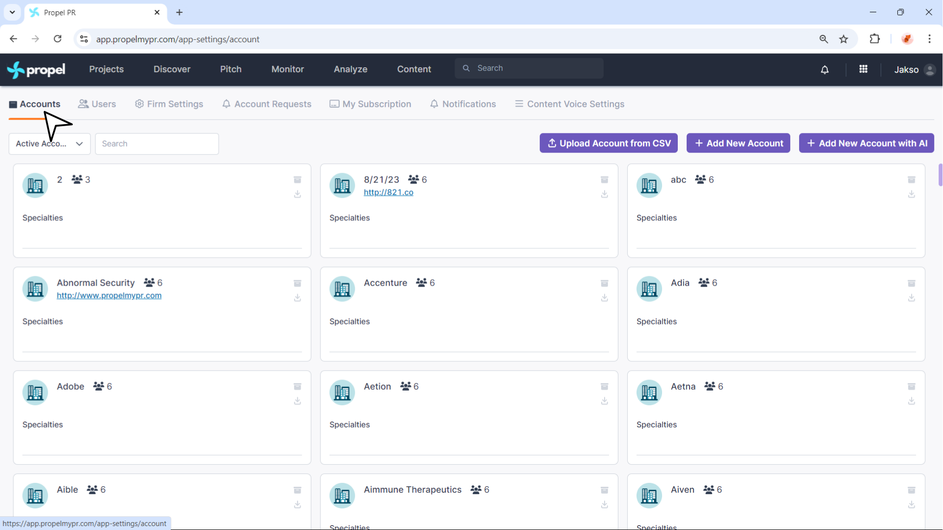 Accounts tab screenshot