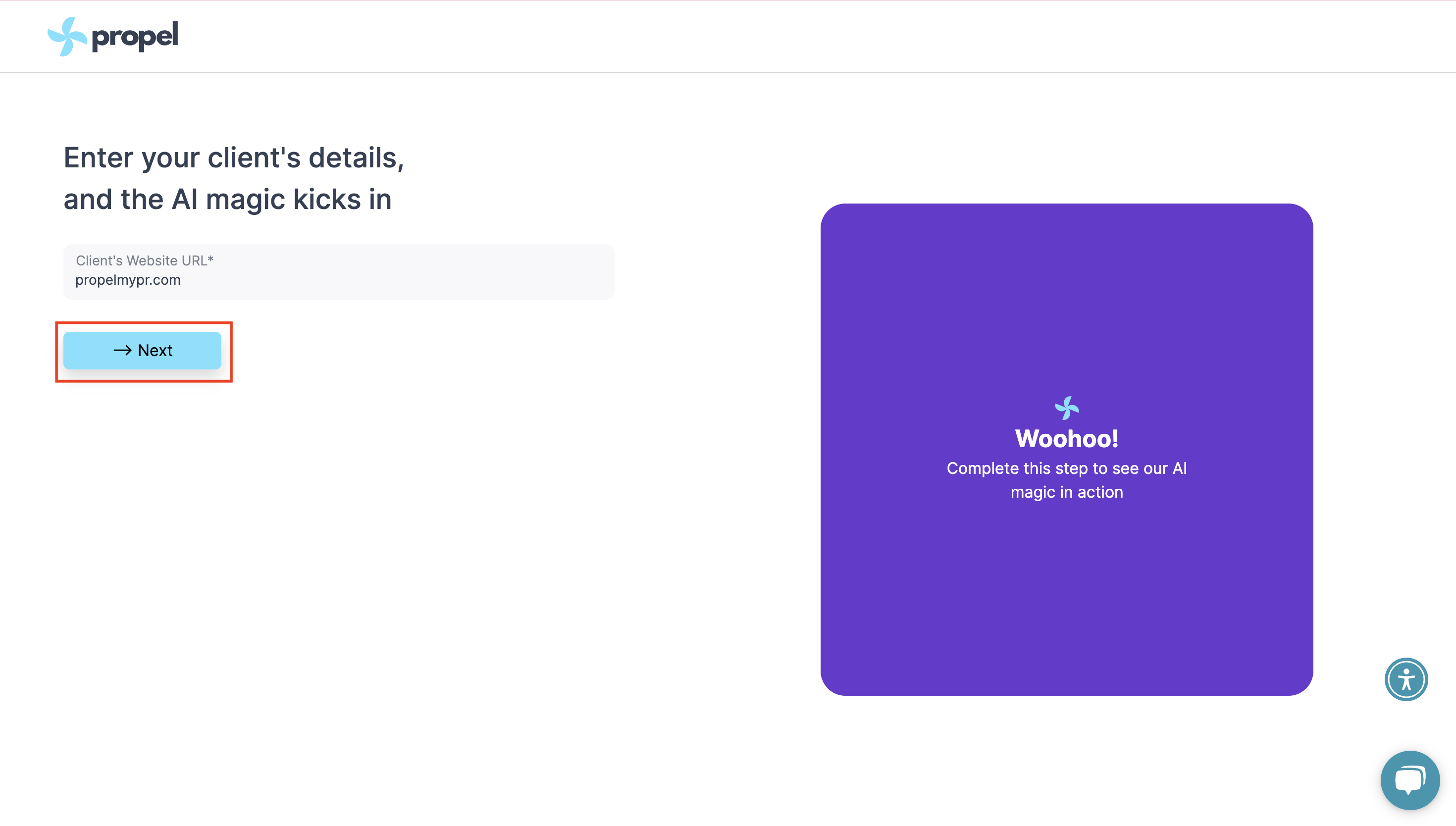 Screenshot - Enter Website URL