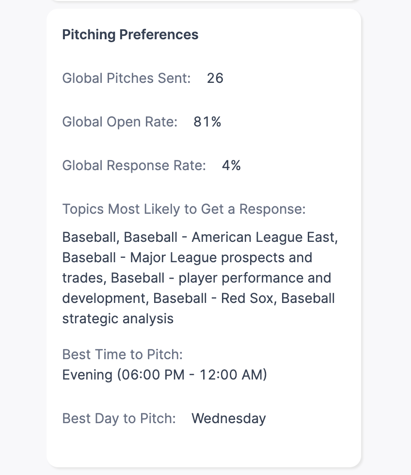 Pitching preferences